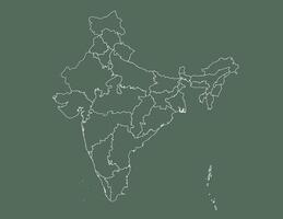 India map with white lines with province borders illustration vector