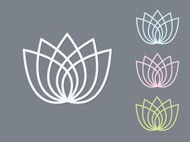 A set of light colors lotus flower logos on dark background illustration vector