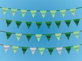 A set of green ribbons on rope in blue background for designing house and office vector