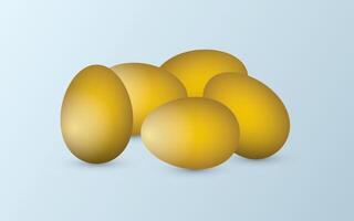 A group of golden natural and fresh eggs on light background to represent success in business illustration vector