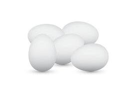 A group of white natural and fresh bird eggs on light background illustration vector