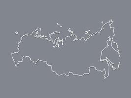 Black and white cool and simple Russia map with outlines on dark background illustration vector