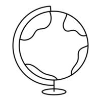 School globus icon with stand. Outline globe map in line style. Earth map. Editable stroke vector