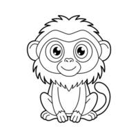 Cute outline baboon drawing for coloring page. Monkey for coloring book, colourless, editable stroke vector