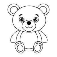 Educational coloring pages for kids with outlined bear. Cute teddy bear line art for coloring pages vector
