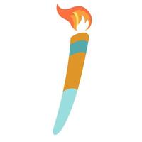 Torch with fire flat icon vector