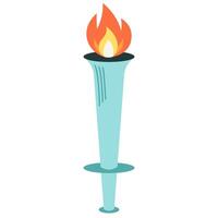 Torch with fire flat icon vector