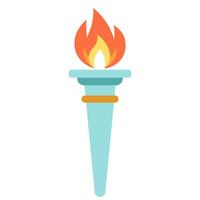 Torch with fire flat icon vector