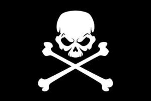 Pirate flag with skull and crossbones, illustration of human skull with crossed bones, isolated on black background vector