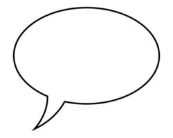 speech balloon, one empty white elliptical speech bubble, black and white outline illustration isolated on white background vector