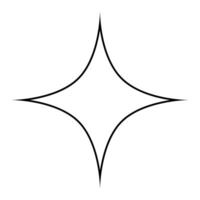 star shape symbol, black and white silhouette illustration of simple four pointed star isolated on white background vector