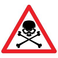 skull and crossbones in white and red triangle, illustration of Other danger ahead sign with human skull with crossed bones, isolated on white background vector