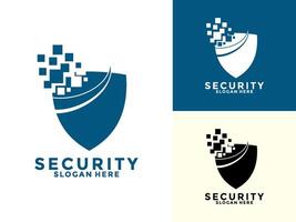 Tech Secure and Protection Logo Template, Tech Cyber Security Shield logo design with modern concept vector