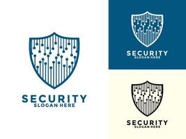 Tech Secure and Protection Logo Template, Tech Cyber Security Shield logo design with modern concept vector
