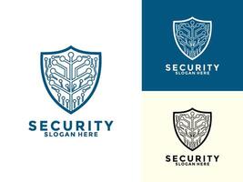 Tech Secure and Protection Logo Template, Tech Cyber Security Shield logo design with modern concept vector