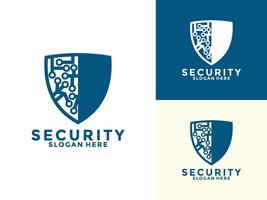 Tech Secure and Protection Logo Template, Tech Cyber Security Shield logo design with modern concept vector