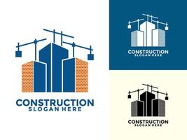 Construction with brick and building logo template vector