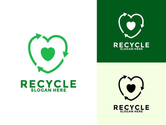Love recycle logo, eco and save planet logo template