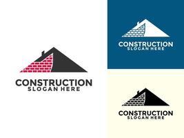 Construction with brick and building logo template vector