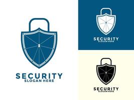 Tech Secure and Protection Logo Template, Tech Cyber Security Shield logo design with modern concept vector