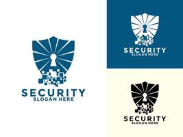 Tech Secure and Protection Logo Template, Tech Cyber Security Shield logo design with modern concept vector