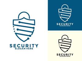 Tech Secure and Protection Logo Template, Tech Cyber Security Shield logo design with modern concept vector