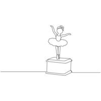 Simple hand-drawn dancing toy continuous line art drawing. vector