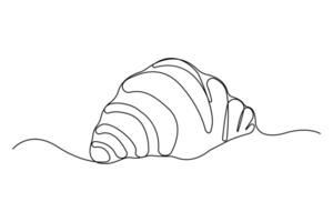 Hand-drawn croissant line art drawing. vector