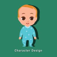 a green poster with a cartoon character design for a character design. vector