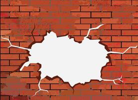 a red brick wall with a hole texture on white background. vector
