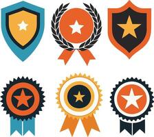 Award Badge Flat Color Design vector