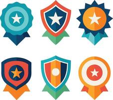 Award Badge Flat Color Design vector