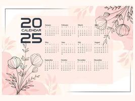 Floral calendar template for 2025. Vertical design with abstract Floral poster design. A3, A2 illustration page template for printable wall monthly calendar. The week starts on Monday. vector