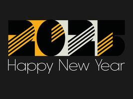 2025 Happy New Year symbols. Illustration with black labels isolated on white background. vector