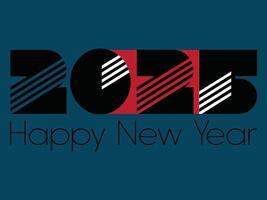 2025 Happy New Year symbols. Illustration with black labels isolated on blue background. vector