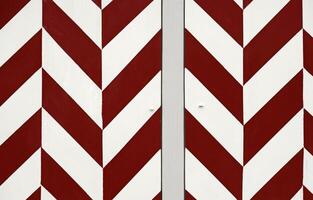 Wooden gate at a castle in the Netherlands with red and white pattern going up and down photo