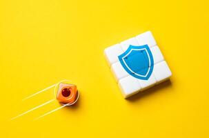 Security threat. Impact on defense. Withstand the attack. Cyber security of personal information. photo