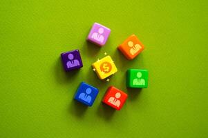 Attracting people with money and salary. Corporation, joint venture. Team building to make a profit. photo