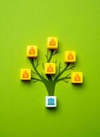 The bank generates profit from deposits and savings. Concept of a tree on which money grows. Achieving a high return on investment signifies successful financial endeavors. Rising interest rates photo