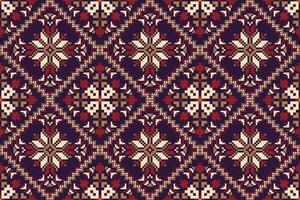 Geometric ethnic design pattern on purple background vector