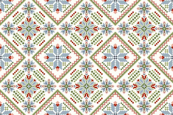 Geometric ethnic design seamless pattern on white background