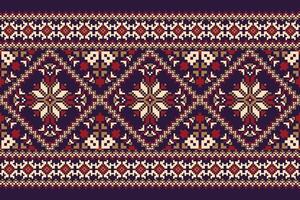 Geometric ethnic design pattern on purple background vector
