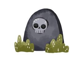 A scary set of drawings with a tombstone, ghost, pumpkin, skull, vector