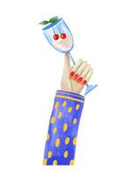 Cartoon winter party illustration. Colorful set with hands holdi vector