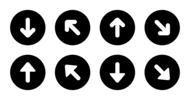 Upward and downward arrow icon set on black circle. Up and down direction sign symbol vector