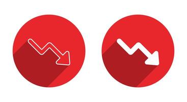 Decrease arrow icon with long shadow. Zigzag down arrows concept vector