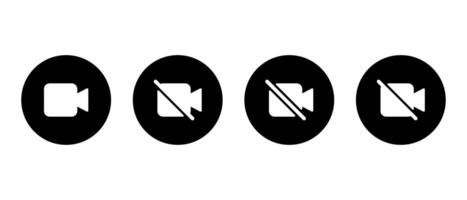 call and camera off icon on black circle vector