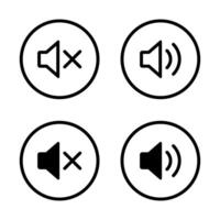 Mute volume and speaker icon on circle line vector