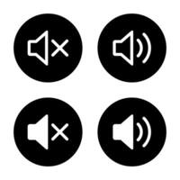 Mute volume and speaker icon on black circle vector