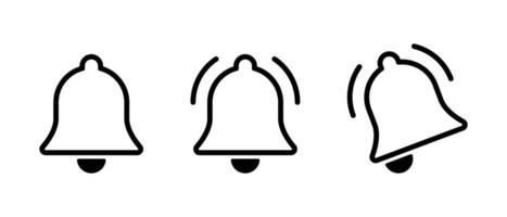 Notification ring bell icon set in line style vector